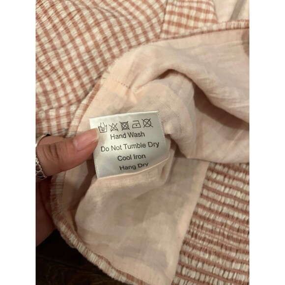 OPT Anthropologie Plaid Pink Gingham Crop Top size Medium - Picture 6 of 8